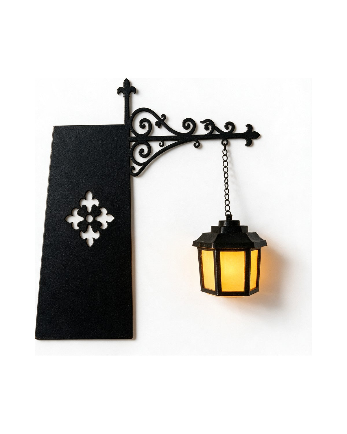 Mini Library Lantern on a white background, lantern lit