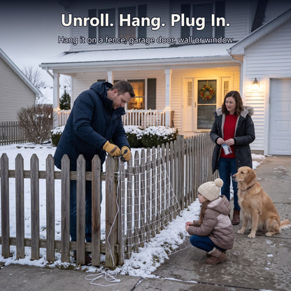 Hanging the net light on a picket fence