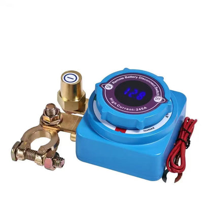 Remote battery disconnect switch with voltage display, Sky Blue