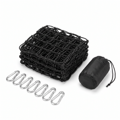 Folded HaulGrip net with carabiners and pouch