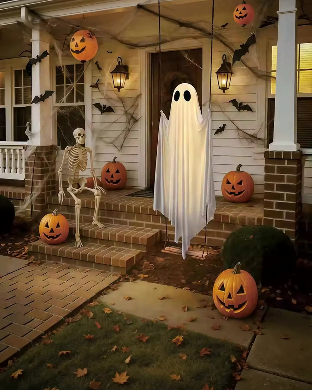 The porch in daylight before the light comes on