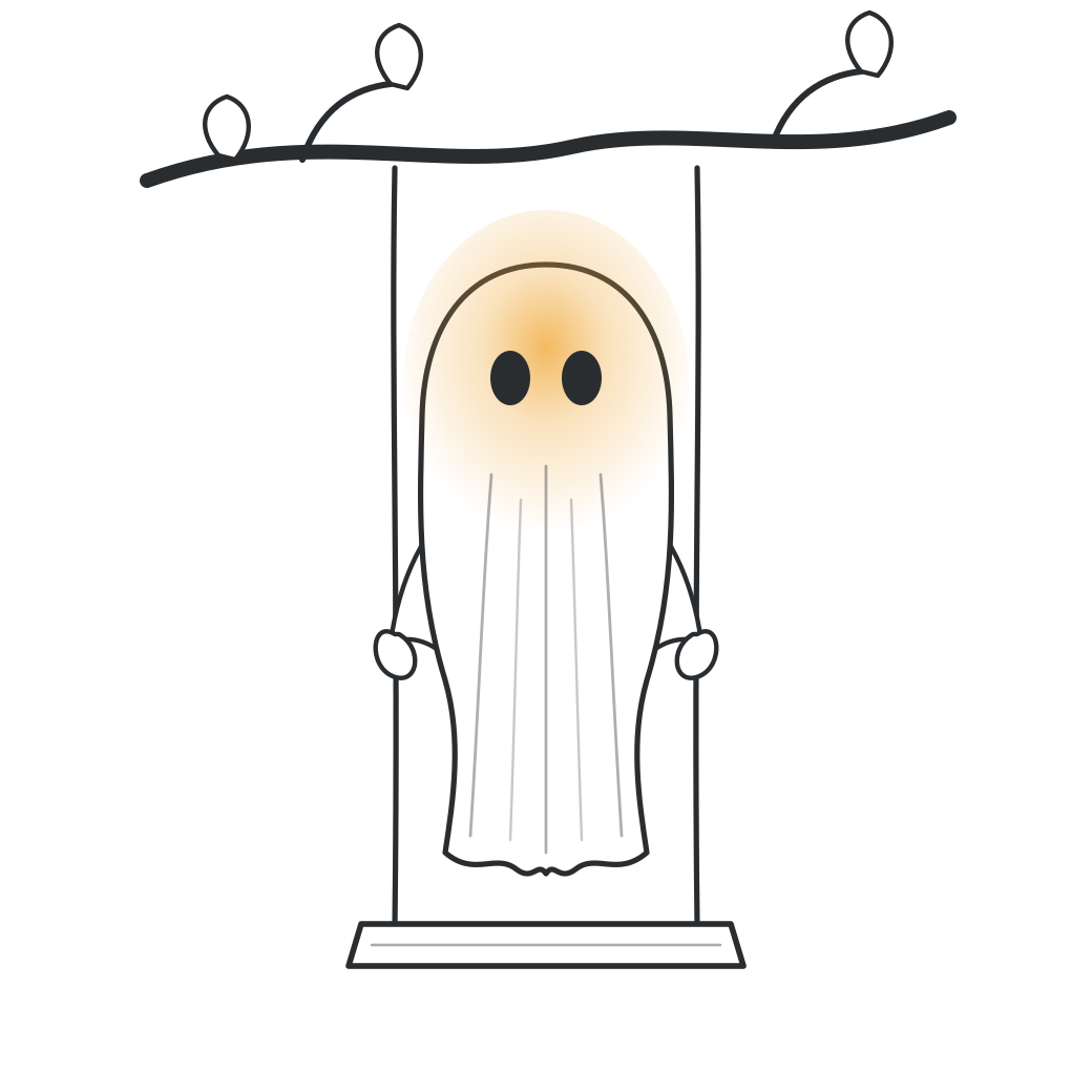Illustration: the swing ghost hanging from a tree branch