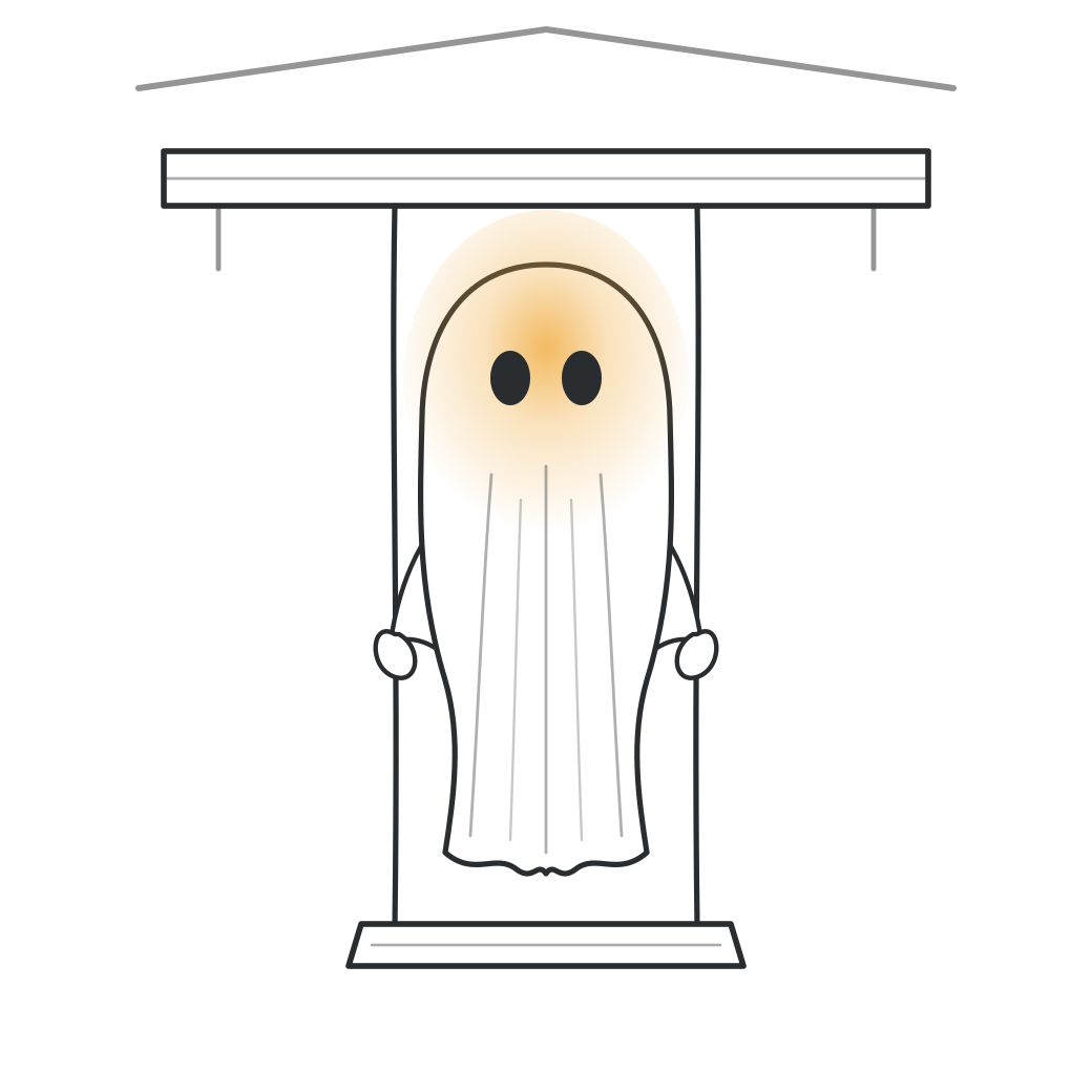 Illustration: the swing ghost hanging from a porch beam