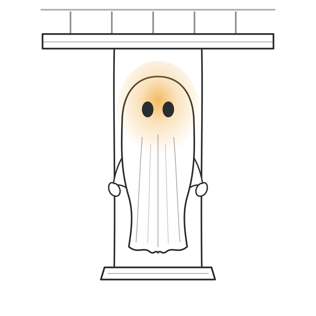Illustration: the swing ghost hanging from a pergola