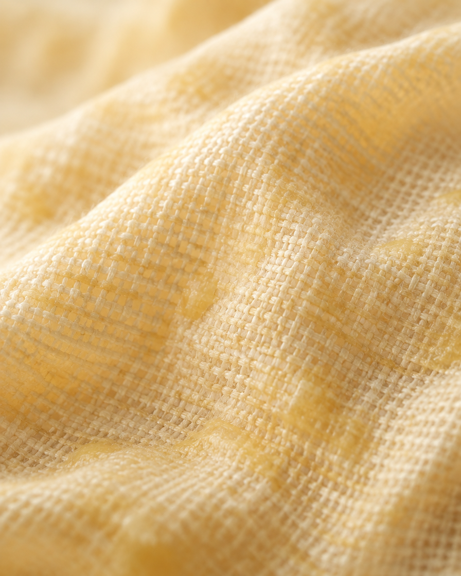 Macro of the lining showing beeswax soaked into the cotton weave