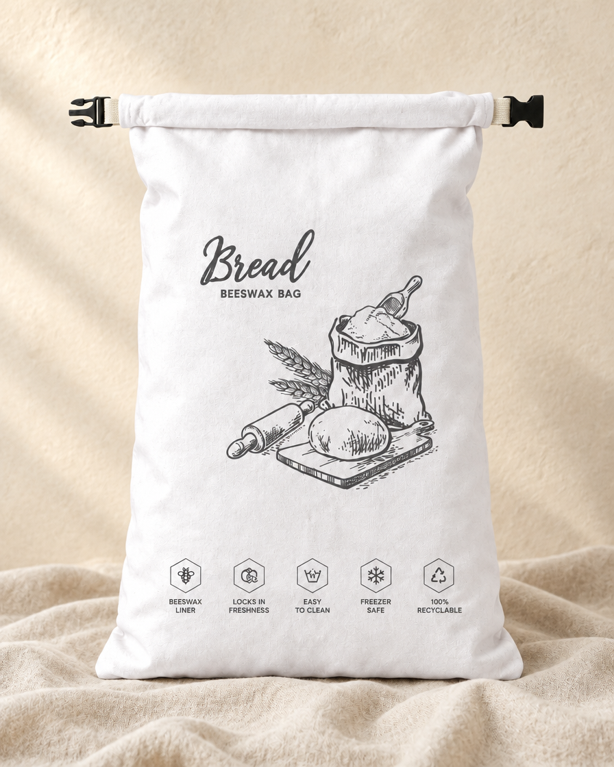 Beeswax bread bag in white