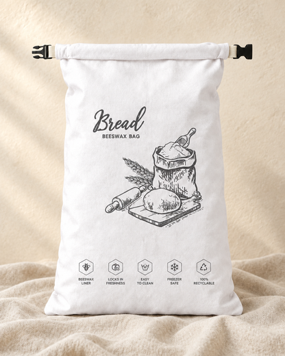 Beeswax bread bag in white