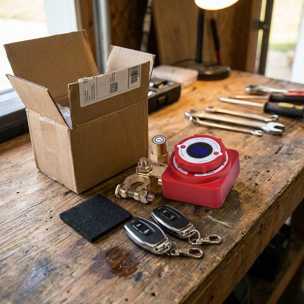 Switch, two remotes and foam pad on a workbench