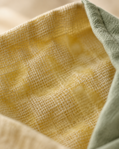 Macro of the lining showing beeswax soaked into the cotton weave