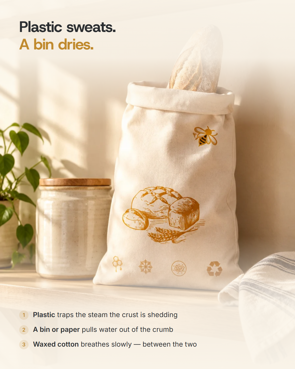 Plastic sweats, a bread bin dries - how waxed cotton sits between the two