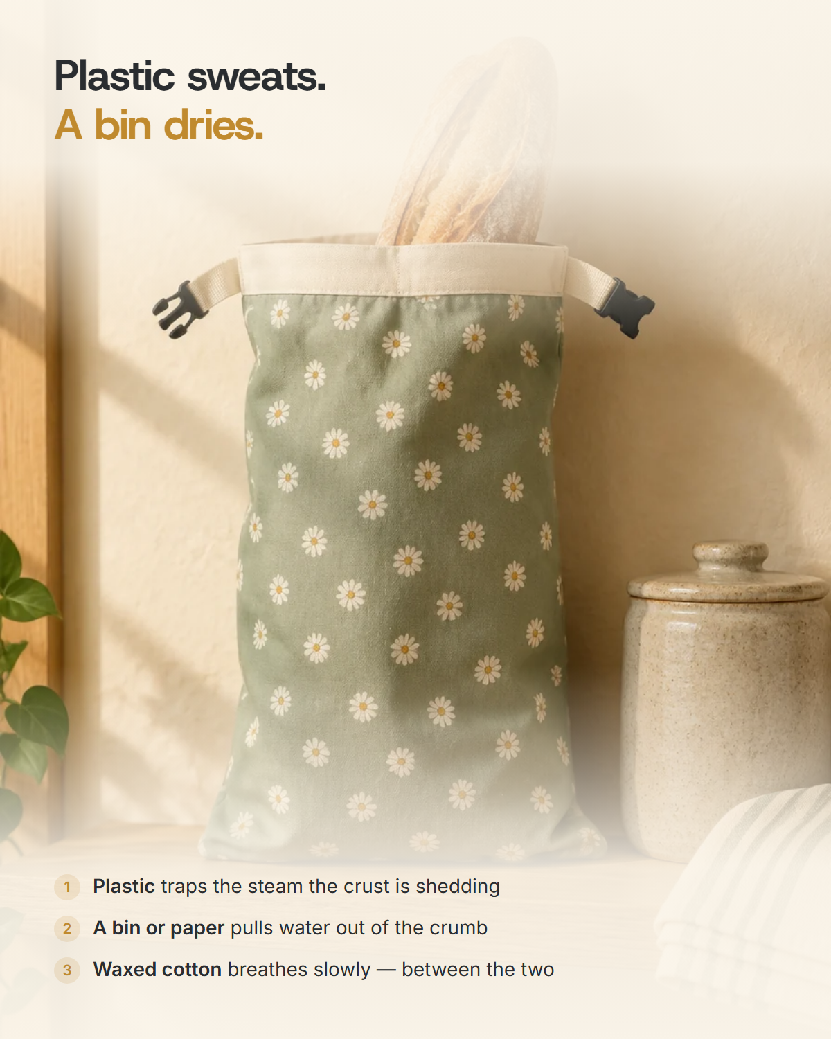 Plastic sweats, a bread bin dries - how waxed cotton sits between the two