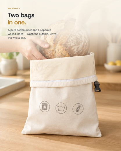 Washday - a pure cotton outer and a separate waxed inner bag