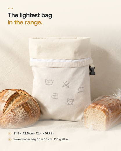 Size - 31.5 by 42.5 cm with a 30 by 38 cm waxed inner bag, 130 g