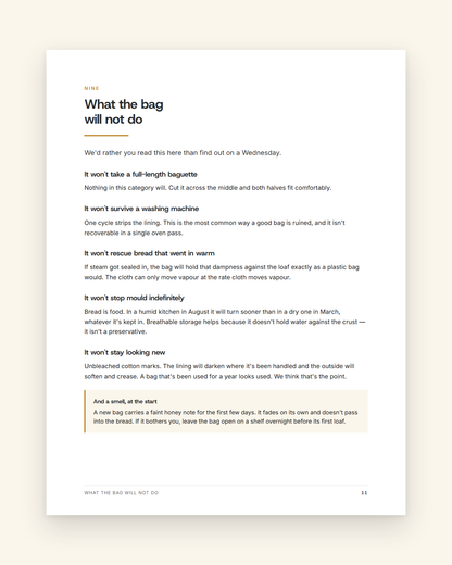 What the bag will not do - the honest limits chapter