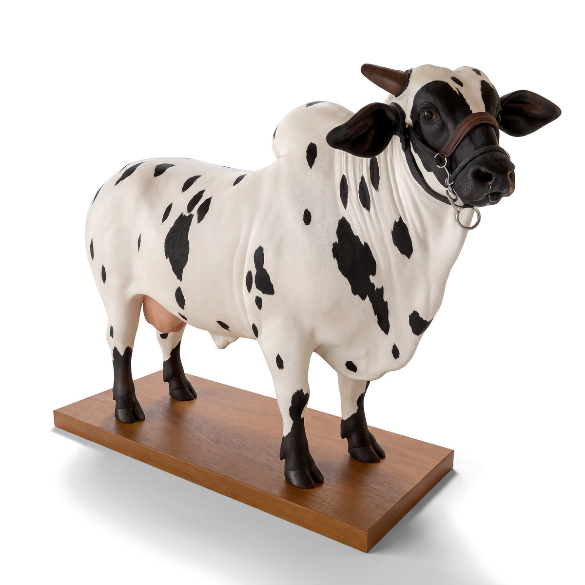 The Pour Bull liquor dispenser, Black Face coat, on its base