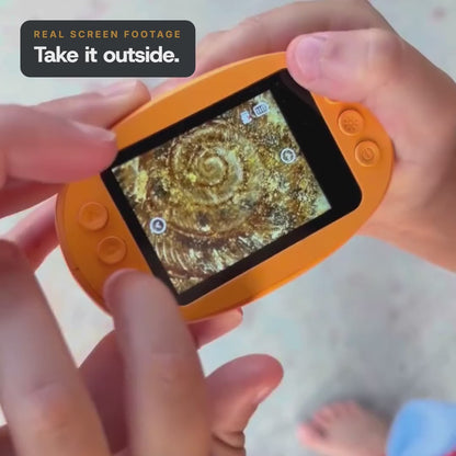 Real microscope screen footage of a snail shell spiral, zoomed outdoors