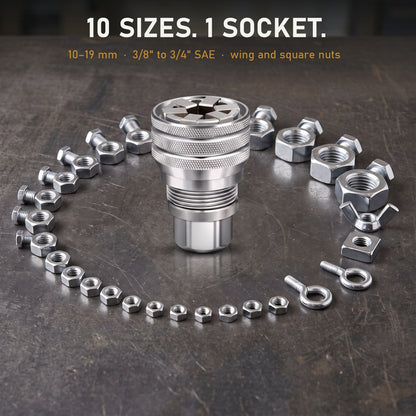 SixJaw fits nuts from 10 to 19 mm