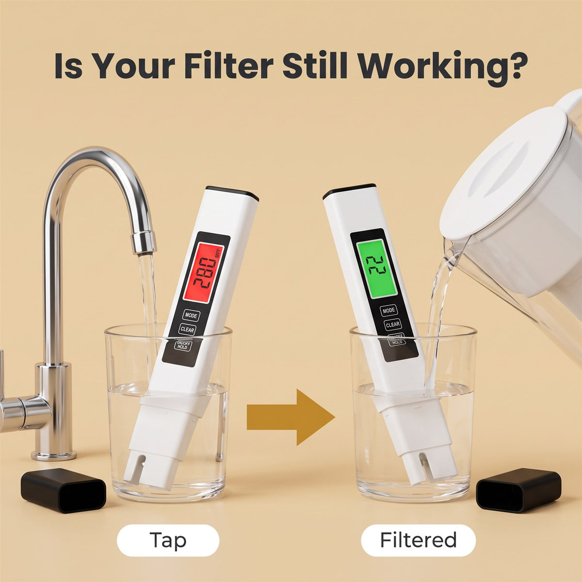 Tap water versus filtered water readings