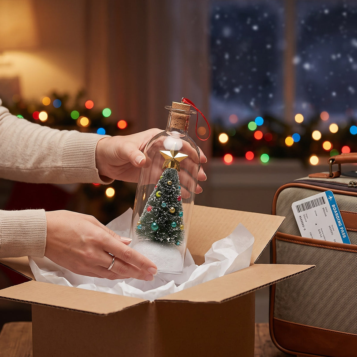 Packing a Voice Bottle to ship home for Christmas