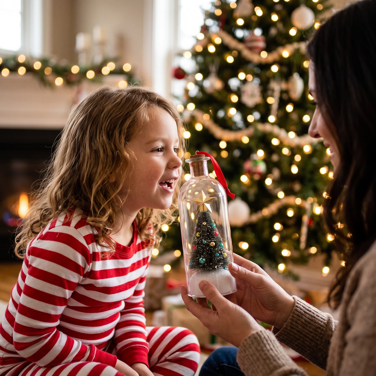A child recording a Christmas message
