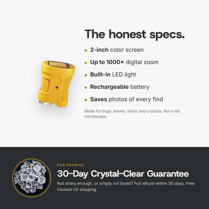 Zoom Detective specs and 30-Day Crystal-Clear Guarantee